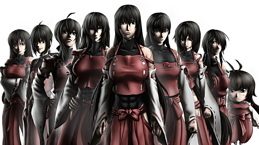 sendai hakurei no miko (original and 3 more) drawn by erodotosu, kongari_tokei, rion_(glayjirobass), samuimu, taikyoku_tsurugi, and yagami_(mukage)
