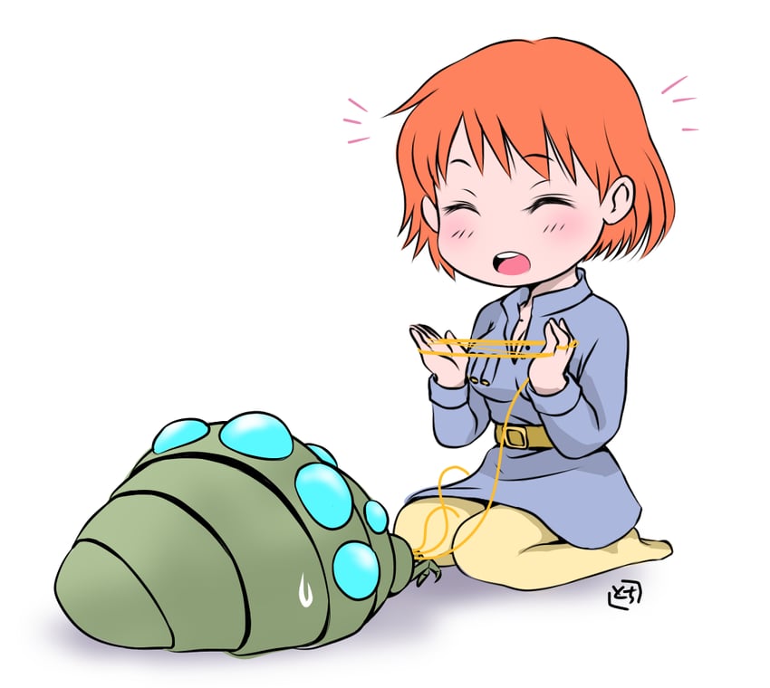 nausicaa and ohmu (kaze no tani no nausicaa) drawn by toshi_chihiro2