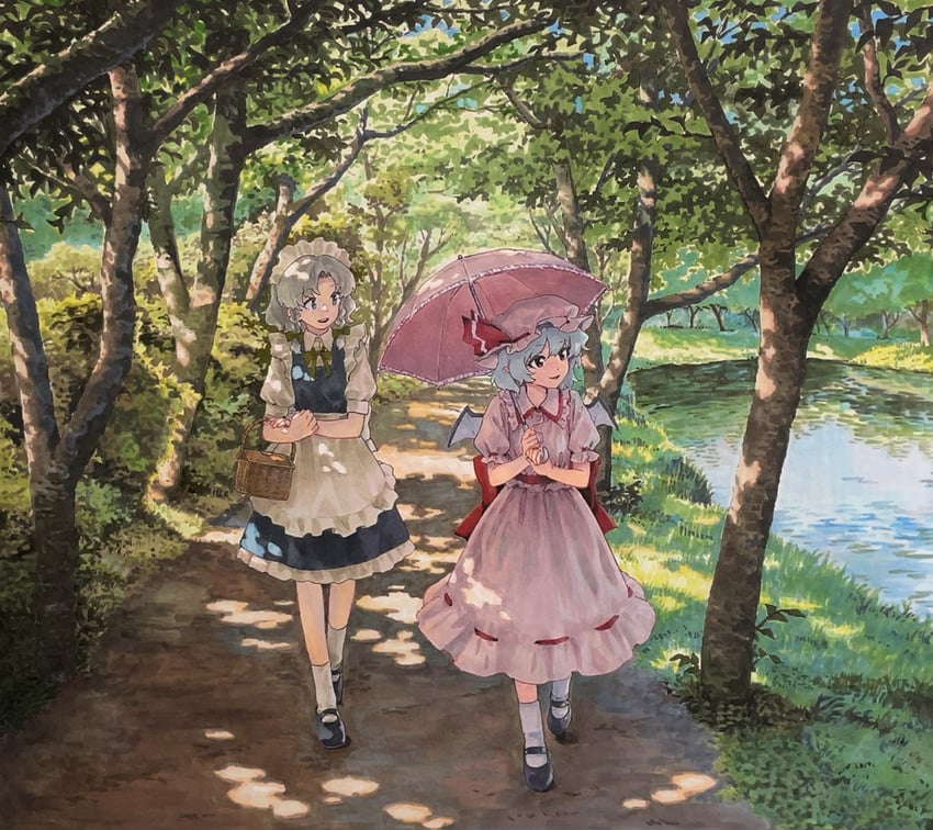 remilia scarlet and izayoi sakuya (touhou) drawn by shiratama_(hockey)