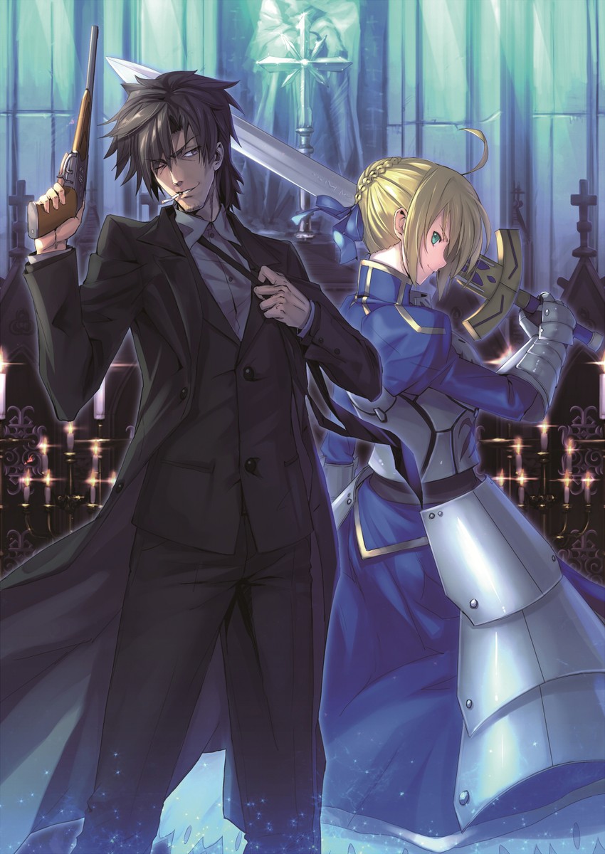 artoria pendragon, saber, and emiya kiritsugu (fate and 1 more) drawn by ryuuzaki_ichi