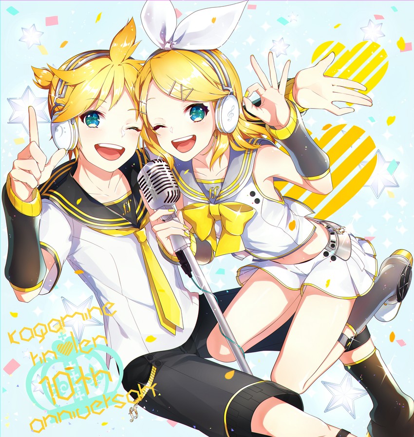 kagamine rin and kagamine len (vocaloid) drawn by gari_(apollonica)