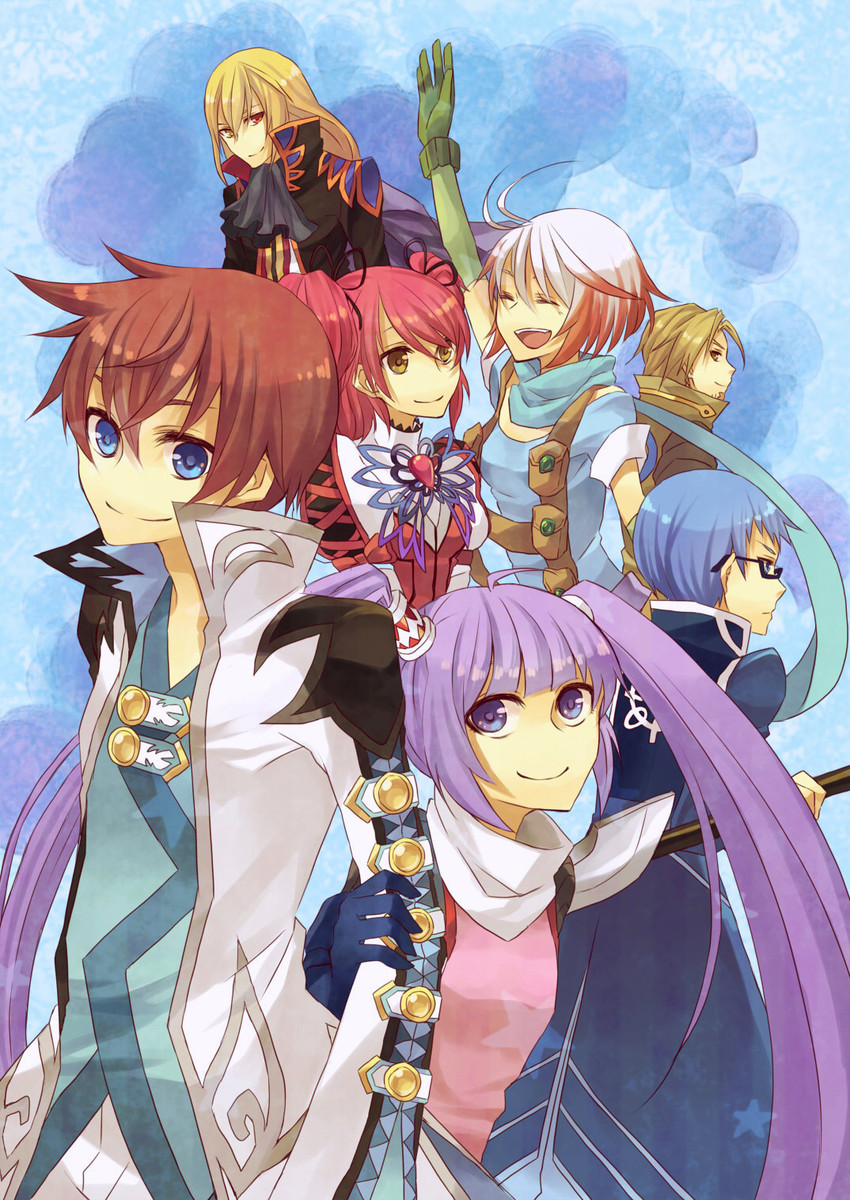 sophie, asbel lhant, cheria barnes, pascal, hubert ozwell, and 2 more (tales of and 1 more) drawn by amarisu