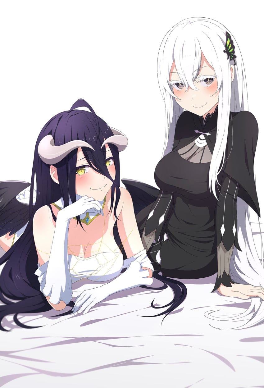 albedo and echidna (re:zero kara hajimeru isekai seikatsu and 1 more) drawn by na-suke
