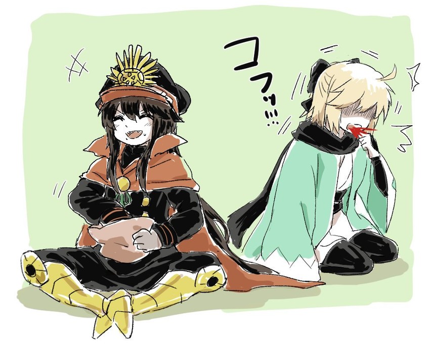 okita souji and oda nobunaga (fate and 2 more) drawn by nejikyuu