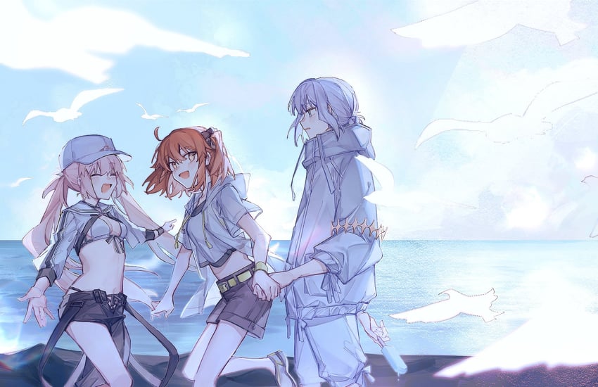 artoria pendragon, fujimaru ritsuka, artoria caster, and oberon (fate and 1 more) drawn by s95156