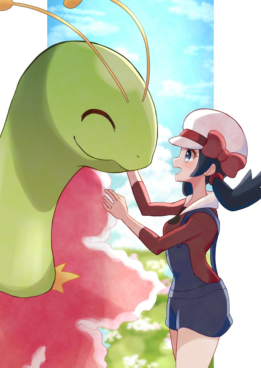 kris and meganium (pokemon and 1 more) drawn by haru_(haruxxe)