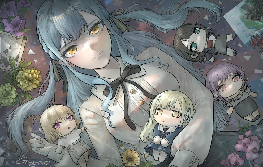 togawa sakiko, wakaba mutsumi, yahata umiri, misumi uika, and yuutenji nyamu (bang dream! and 1 more) drawn by gblamgo