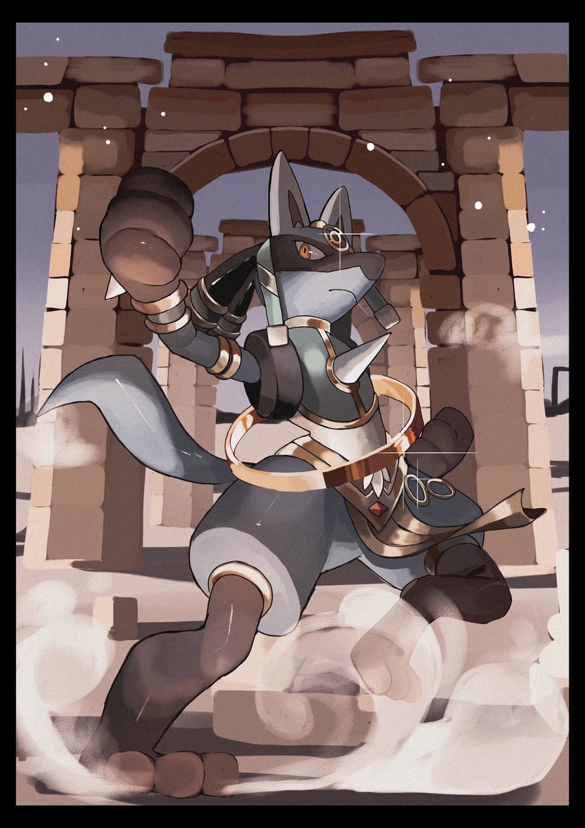lucario (pokemon and 1 more) drawn by reo_(mmocc123)