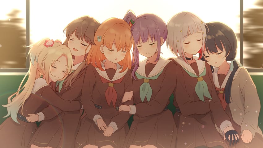 hinoshita kaho, fujishima megumi, otomune kozue, murano sayaka, yugiri tsuzuri, and 1 more (love live! and 1 more) drawn by hanazora_satsuki