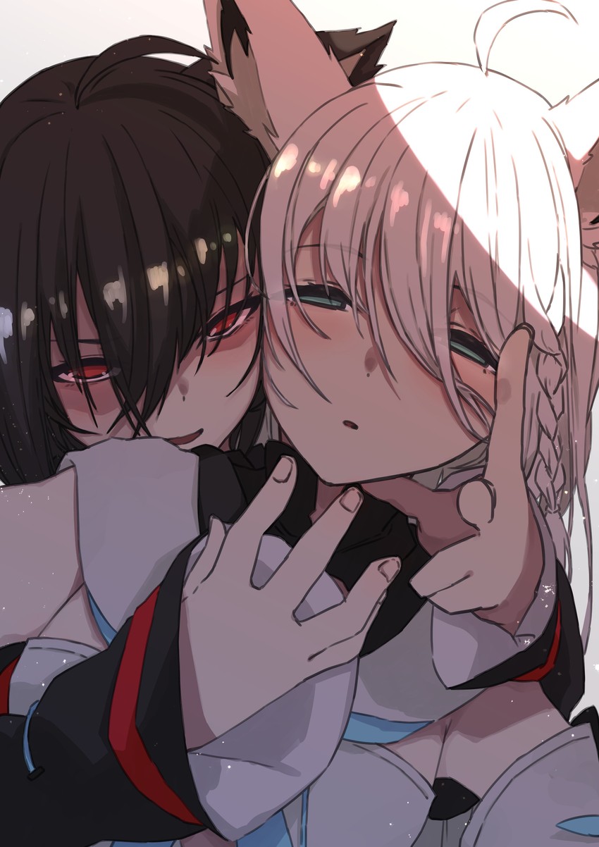 shirakami fubuki and kurokami fubuki (hololive) drawn by minagokoro
