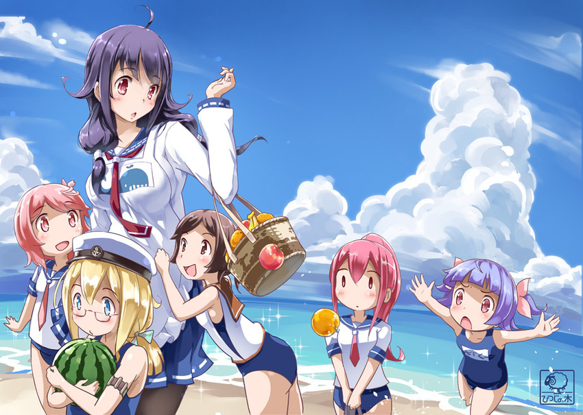 i-19, i-58, i-401, taigei, i-8, and 1 more (kantai collection) drawn by moupii_(hitsuji_no_ki)