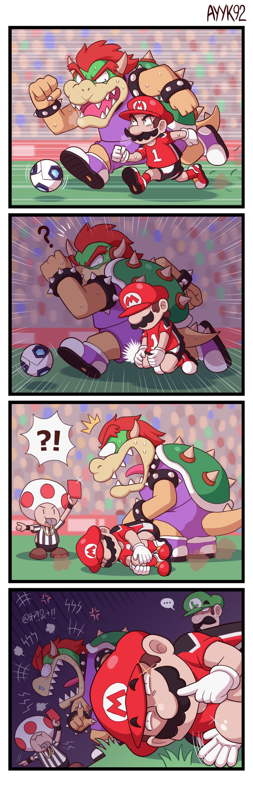 mario, luigi, bowser, toad, red toad, and 2 more (mario and 2 more) drawn by ayyk92
