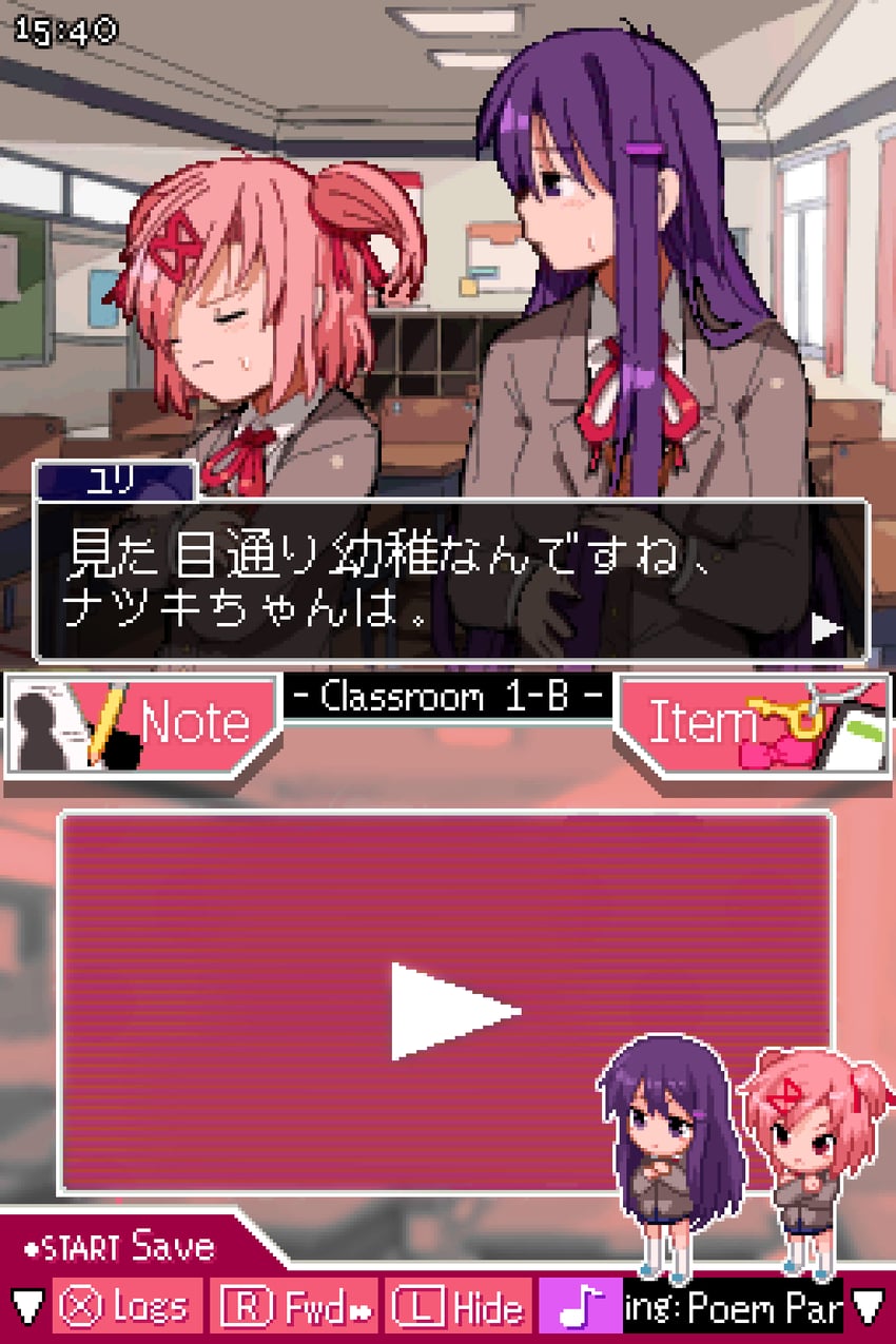 natsuki and yuri (doki doki literature club) drawn by bendedede