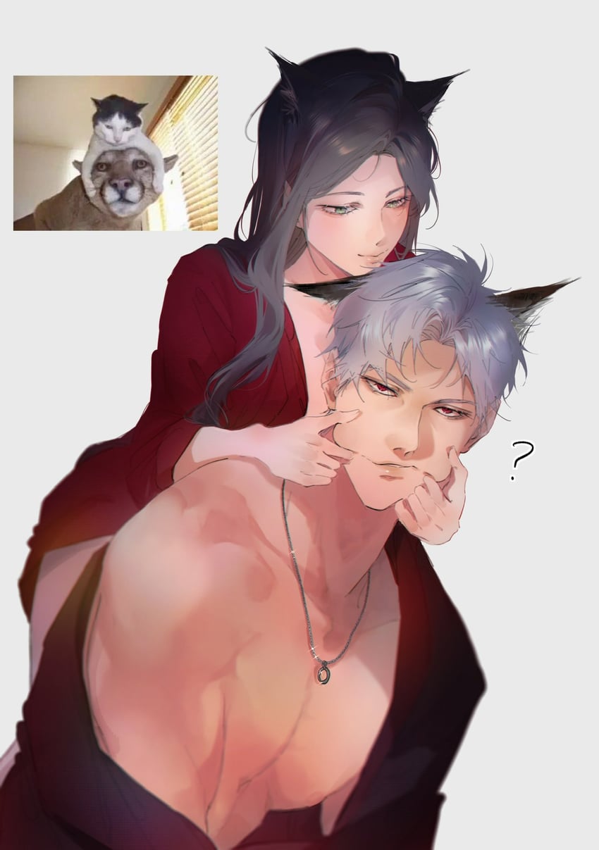 protagonist and sylus (love and deepspace) drawn by ng_ai0