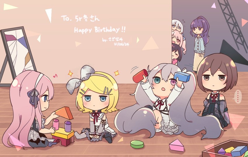 hatsune miku, kagamine rin, megurine luka, meiko, asahina mafuyu, and 7 more (vocaloid and 1 more) drawn by sazanami_(ripple1996)