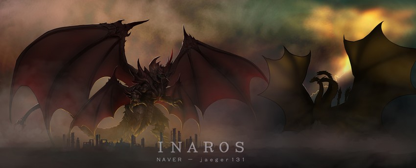 king ghidorah and destoroyah (monsterverse and 3 more) drawn by inaros131