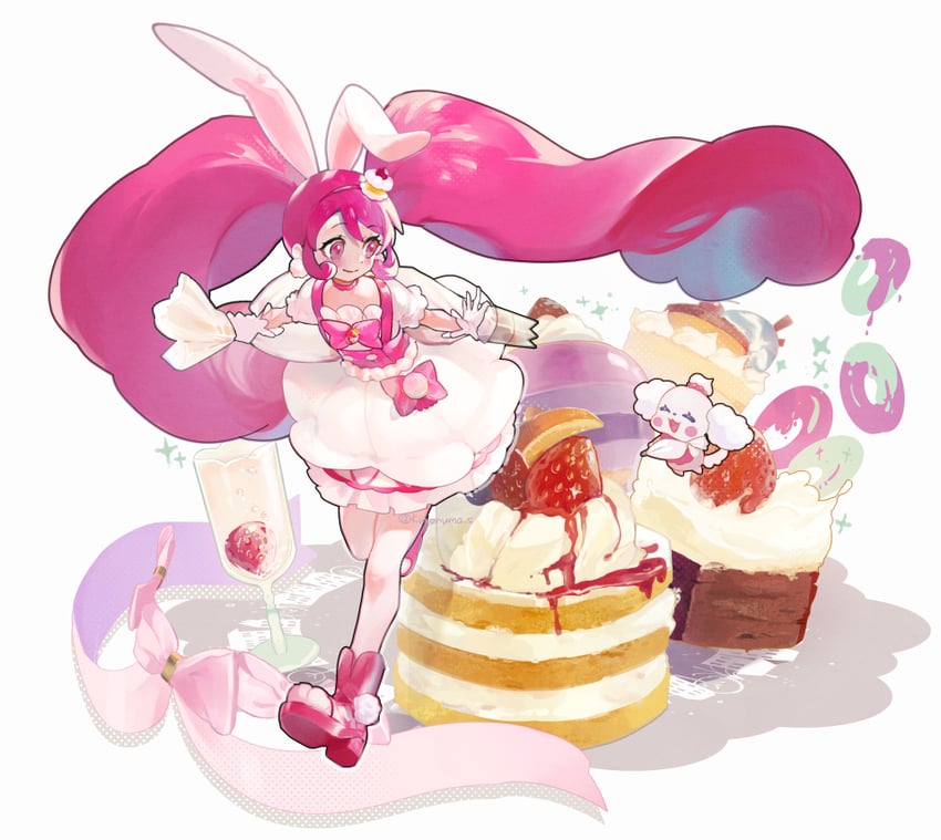 usami ichika, cure whip, and pekorin (precure and 1 more) drawn by kuronuma_s