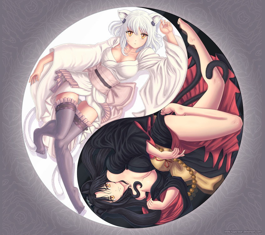 kuroka and toujou koneko (high school dxd) drawn by fugaz-san