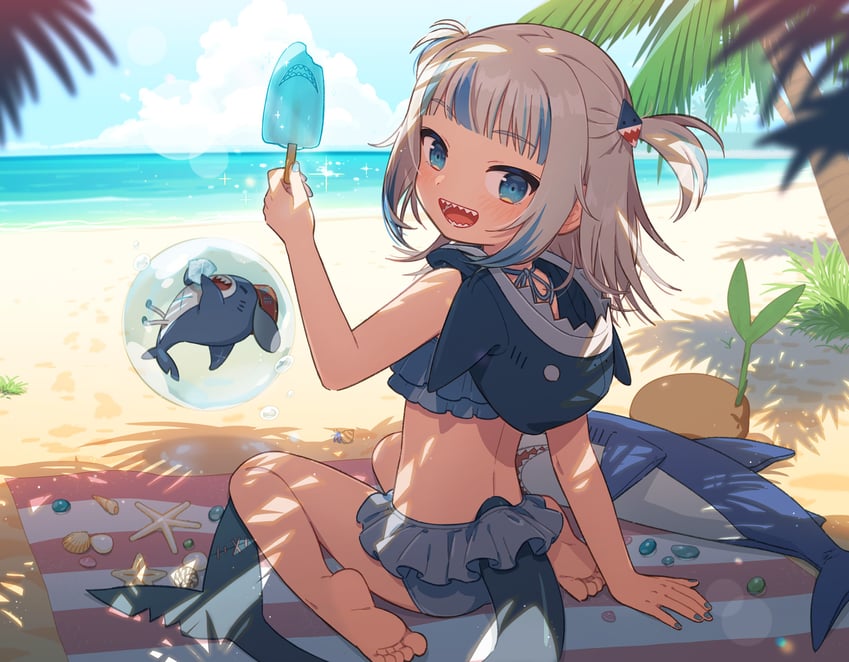 gawr gura and bloop (hololive and 1 more) drawn by uchako