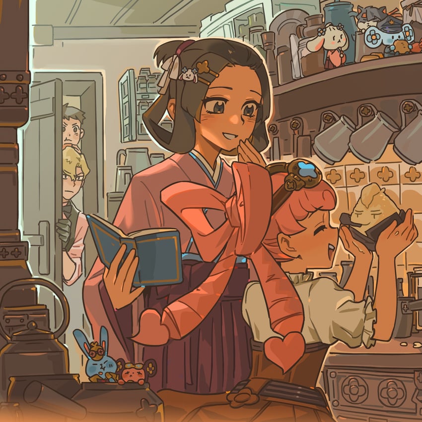 ryunosuke naruhodo, kazuma asogi, herlock sholmes, susato mikotoba, iris wilson, and 5 more (ace attorney and 1 more) drawn by mikyo_u