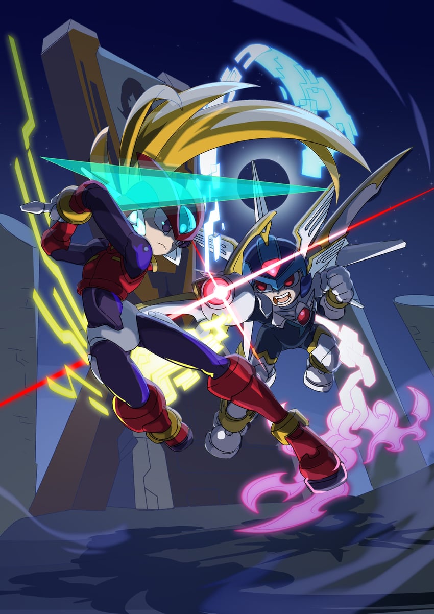 zero, zero(z), and copy x (mega man and 2 more) drawn by sufferay