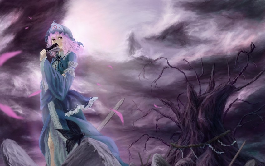 saigyouji yuyuko and saigyou ayakashi (touhou) drawn by akai_kitsune
