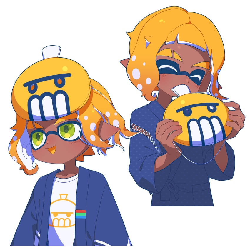 inkling player character and inkling boy (splatoon) drawn by surume01417