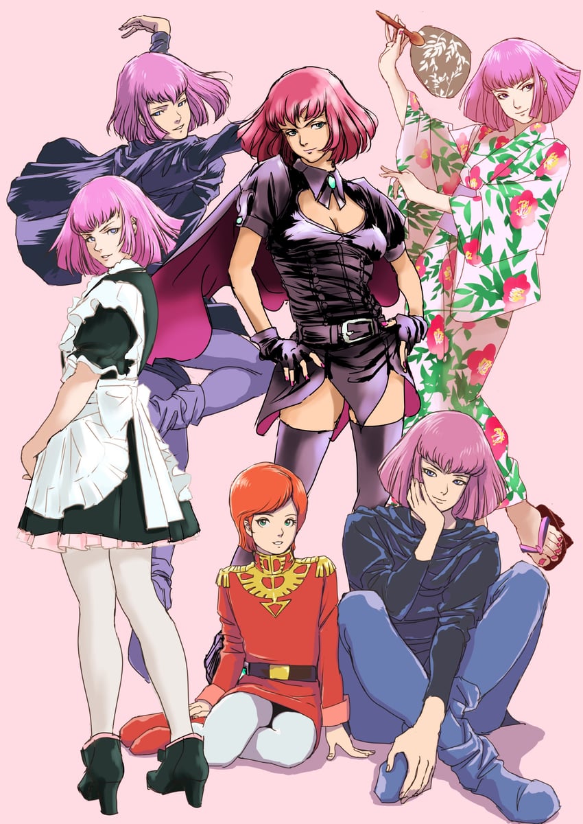 haman karn and mineva lao zabi (gundam and 2 more) drawn by teikoku_jokyoku