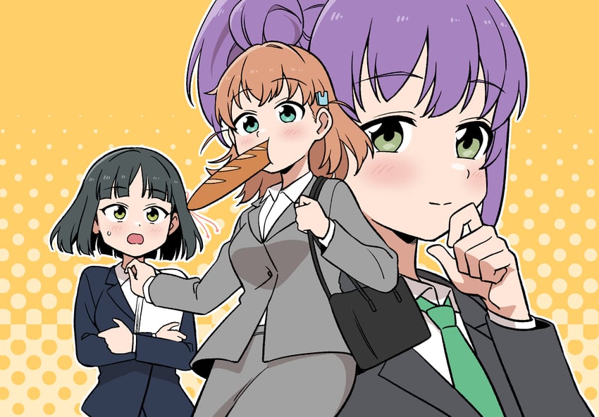 hinoshita kaho, otomune kozue, and momose ginko (love live! and 1 more) drawn by koaraya