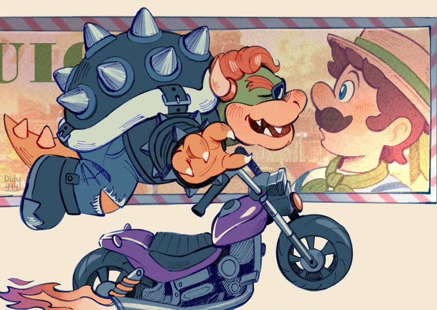 luigi and bowser (mario and 2 more) drawn by didy414