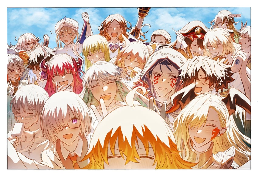 mash kyrielight, fujimaru ritsuka, tamamo, nero claudius, okita souji, and 18 more (fate and 1 more) drawn by tt_hmx