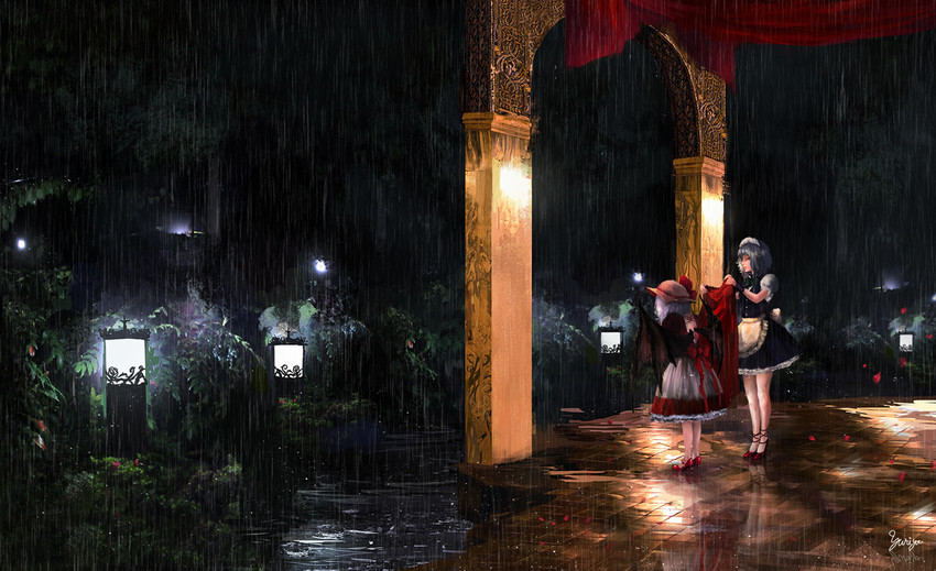 remilia scarlet and izayoi sakuya (touhou) drawn by yuriya_(riyuclock_19)