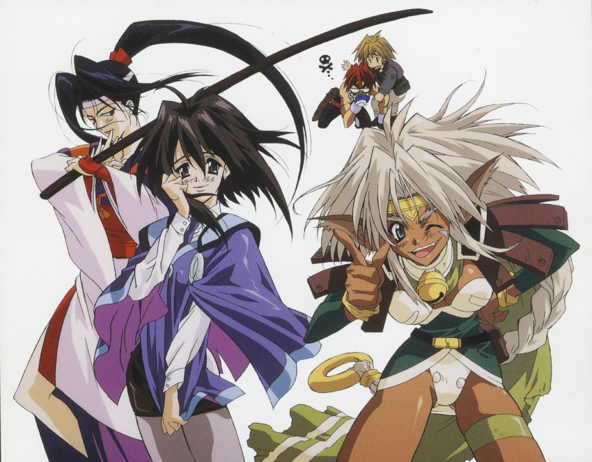 aisha clanclan, melfina, gene starwind, james hawking, and twilight suzuka (outlaw star)
