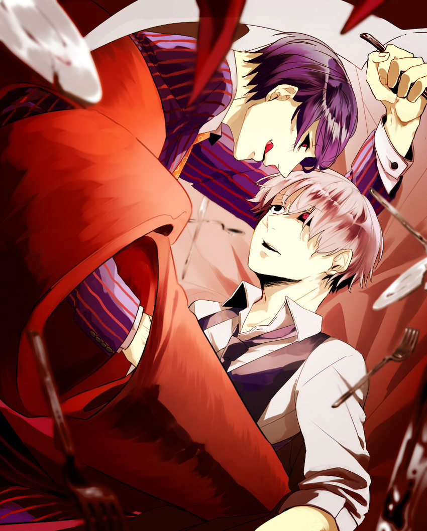 kaneki ken and tsukiyama shuu (tokyo ghoul) drawn by no_(silllver_1221)