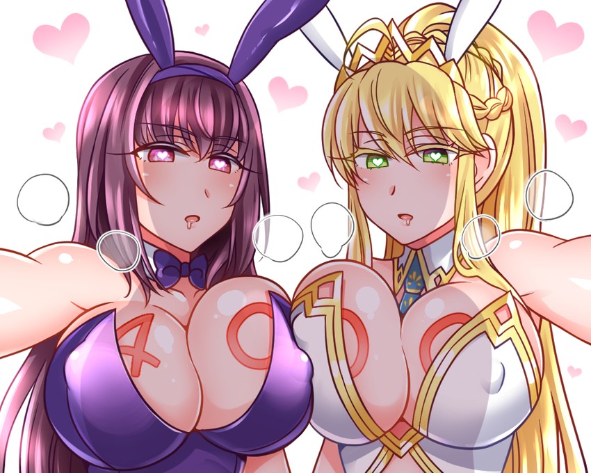 artoria pendragon and scathach (fate and 1 more) drawn by yakisobapan_tarou_&_negitoro-ko