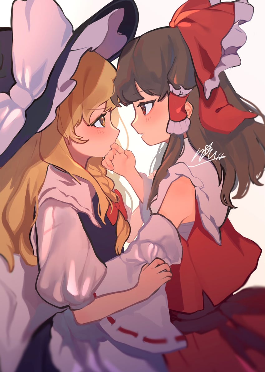 hakurei reimu and kirisame marisa (touhou) drawn by niru_(ka_k_0517)