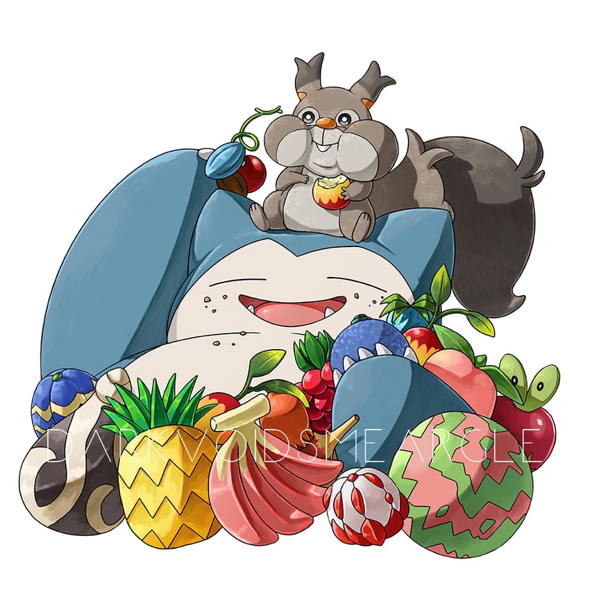 snorlax, applin, and skwovet (pokemon) drawn by darkvoiddoble