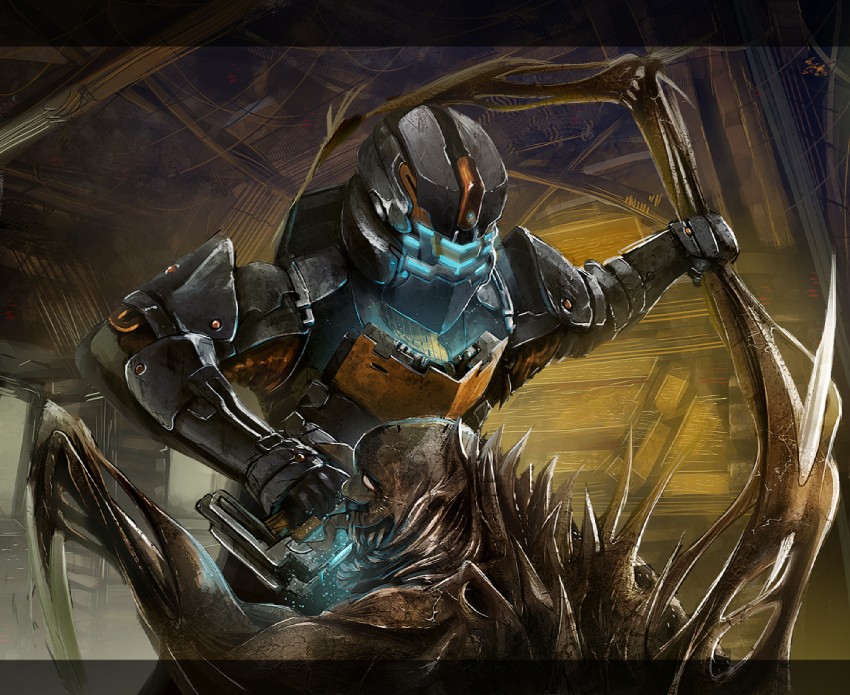 isaac clarke and slasher (dead space and 1 more) drawn by glycyrrhizae