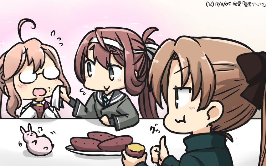 akigumo, makigumo, and asagumo (kantai collection) drawn by hamu_koutarou
