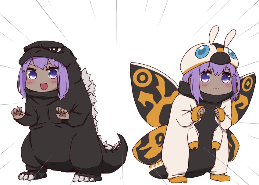 hassan of serenity, godzilla, and mothra (fate and 5 more) drawn by i.u.y