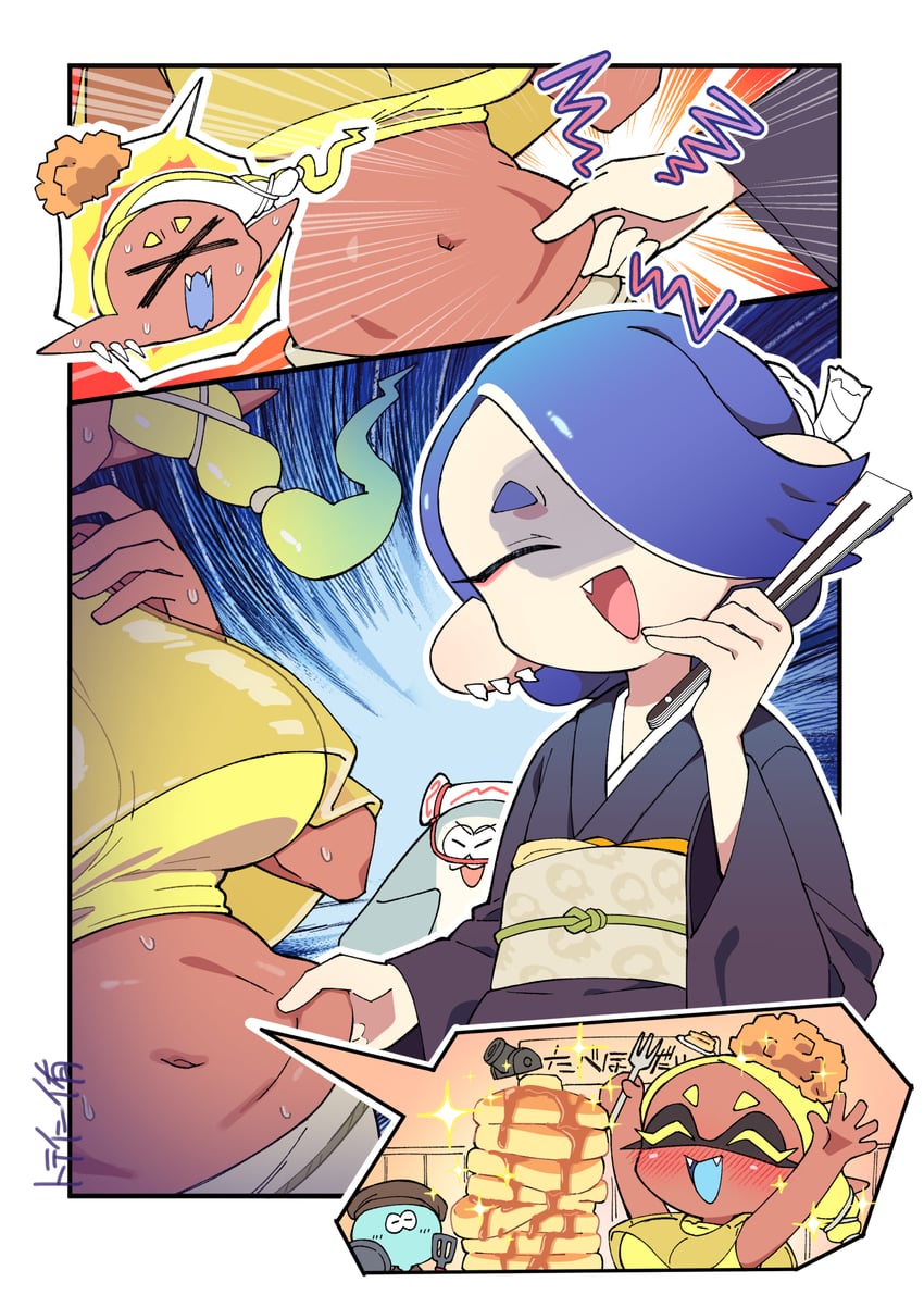 shiver, frye, big man, and jellyfish (splatoon and 1 more) drawn by minamidena