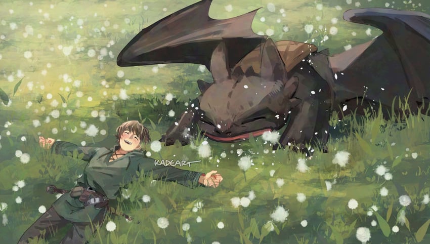 toothless and hiccup horrendous haddock iii (how to train your dragon) drawn by kadeart
