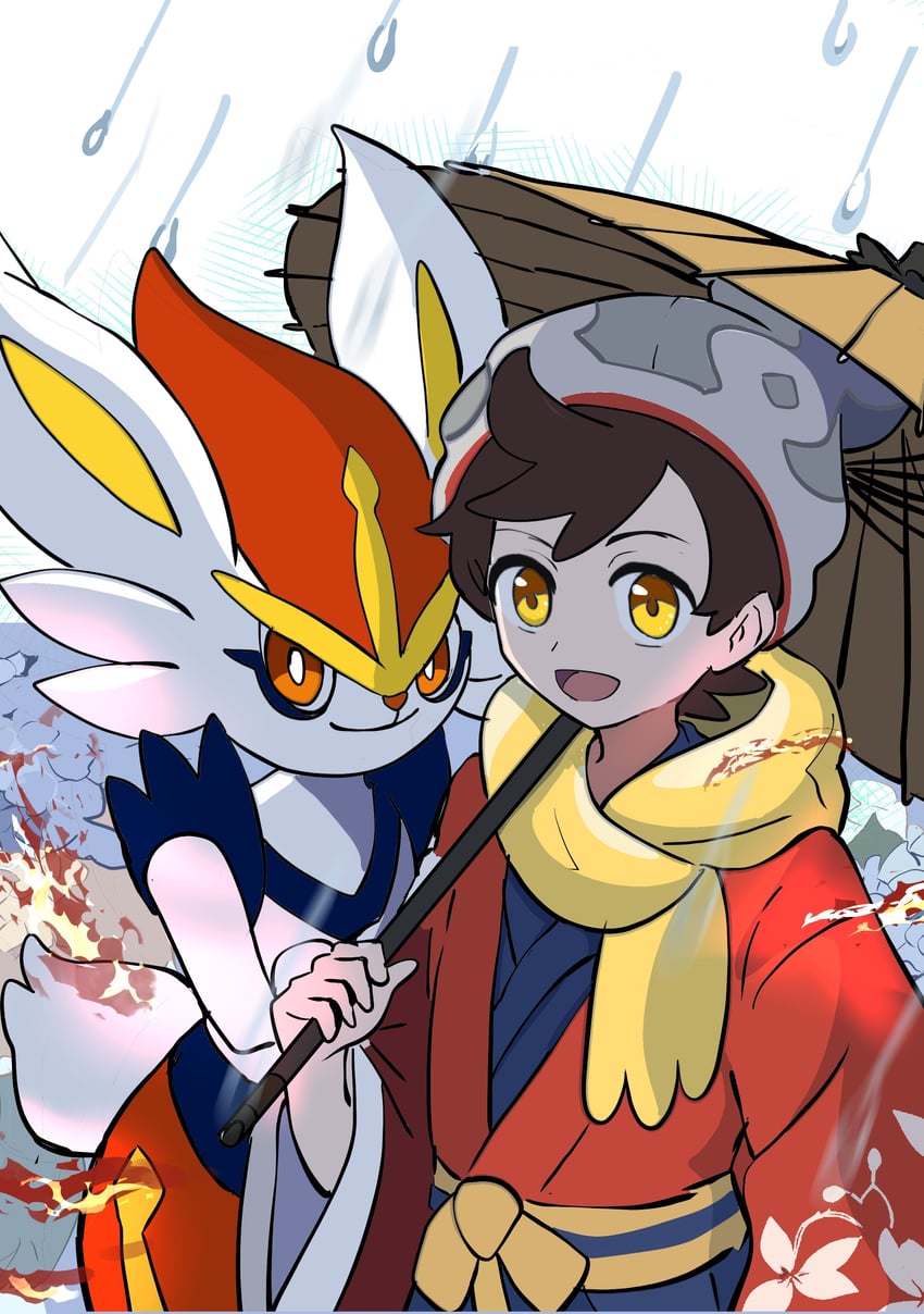 victor and cinderace (pokemon and 1 more) drawn by makademia