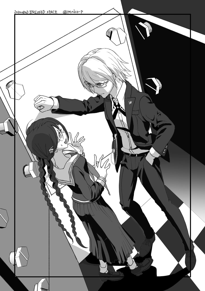 fukawa toko and togami byakuya (danganronpa and 1 more) drawn by koutei_penko