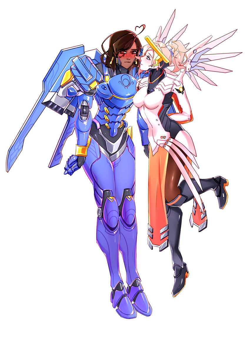 mercy and pharah (overwatch and 1 more) drawn by daenkot