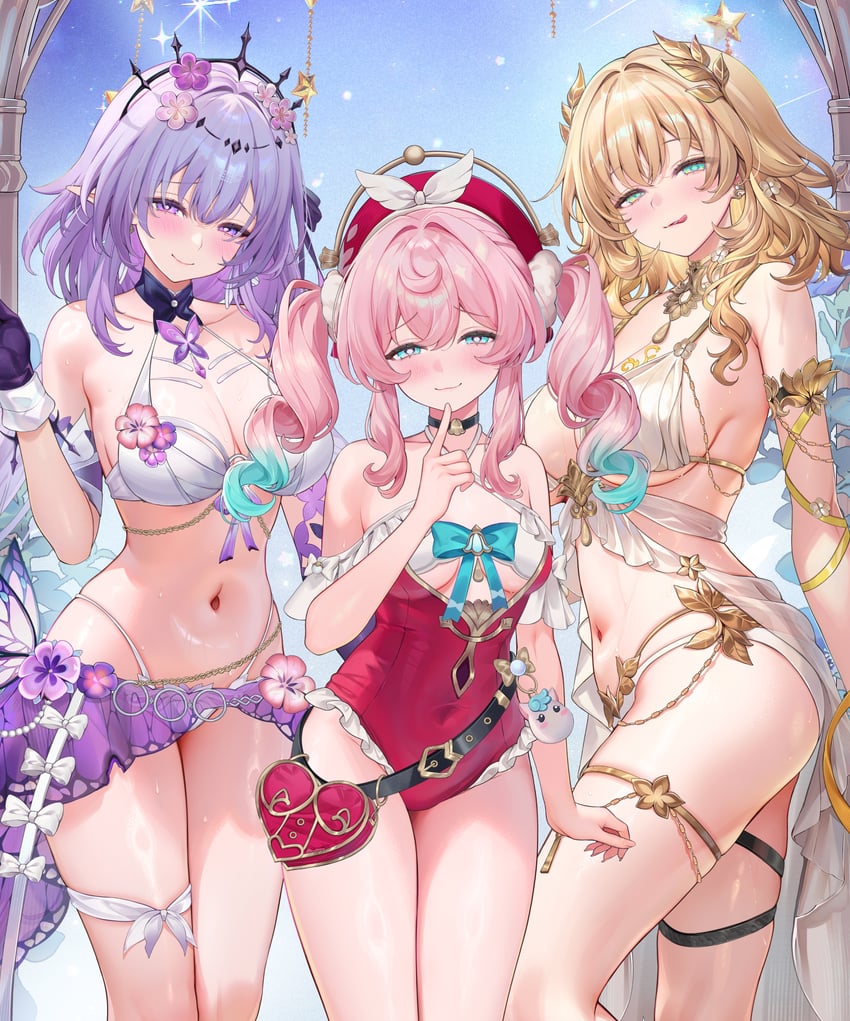 castorice, aglaea, hyacine, and little ica (honkai and 1 more) drawn by machi_(machi0910)