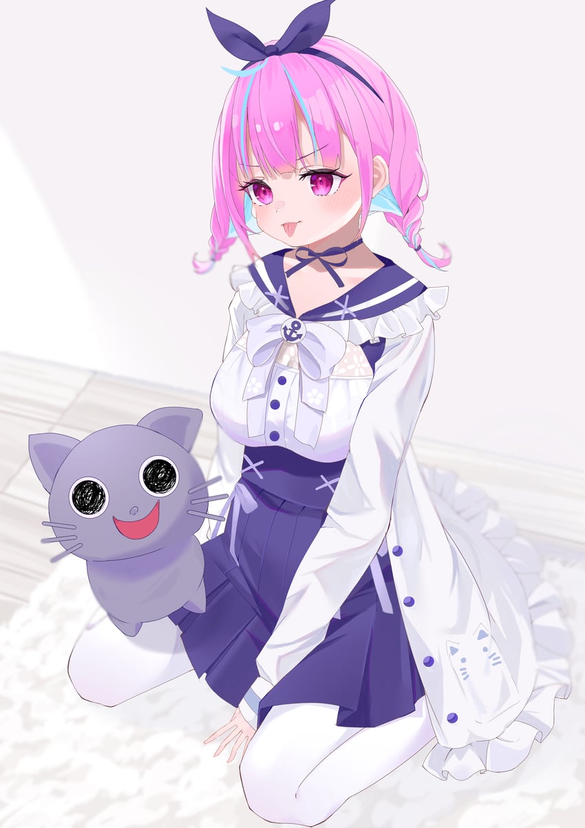 minato aqua and neko (hololive) drawn by run_(run_level_18)