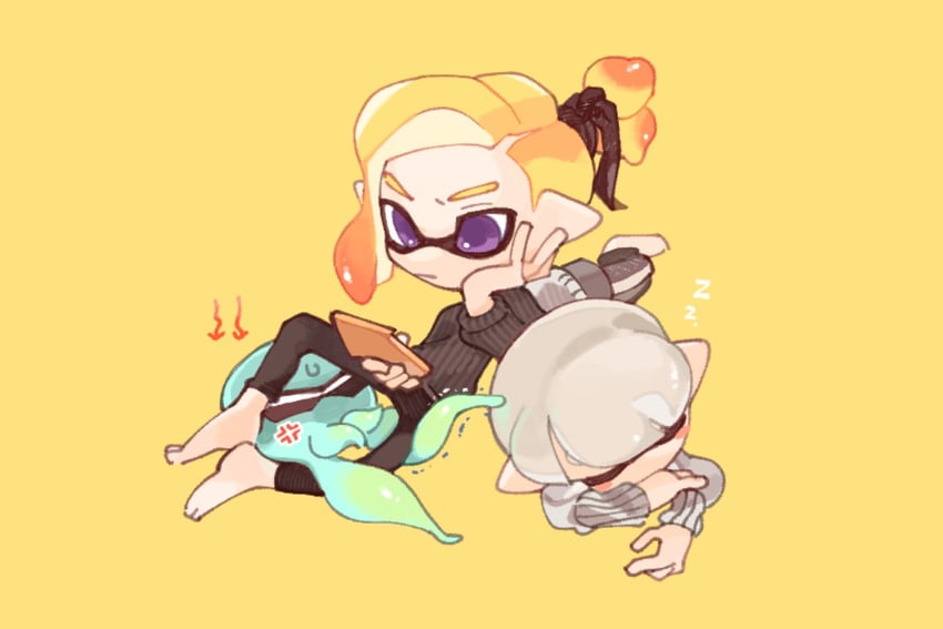 inkling player character and inkling boy (splatoon) drawn by spl8ya