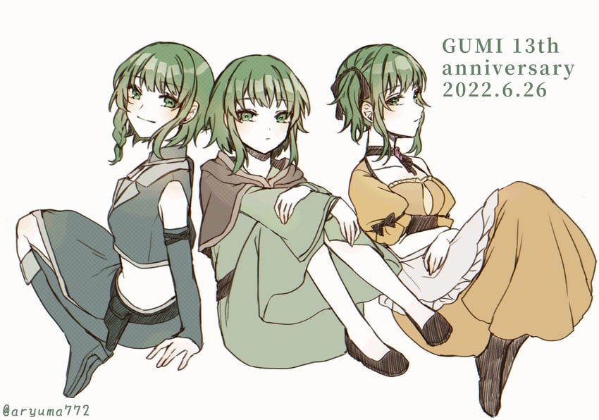 gumi, nemesis sudou, gumina glassred, and gumillia (vocaloid and 3 more) drawn by aryuma772