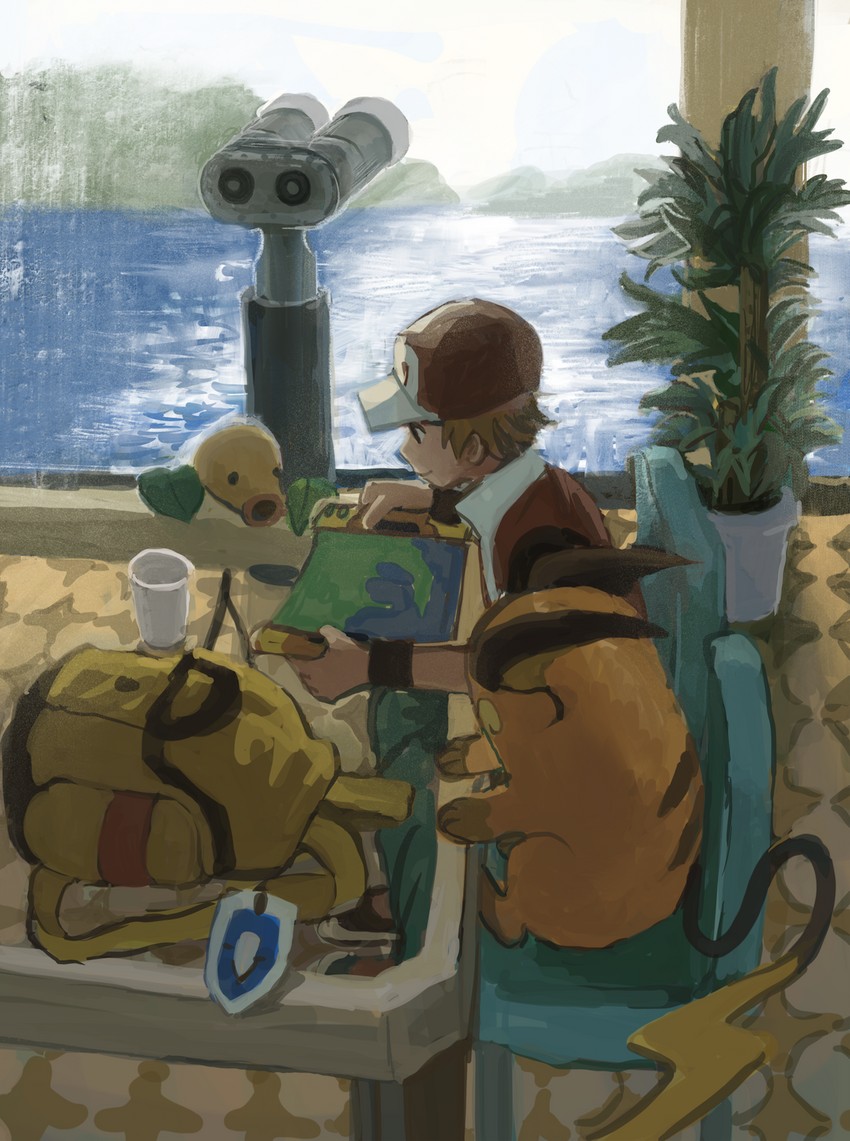 red, raichu, and bellsprout (pokemon and 1 more) drawn by minahamu
